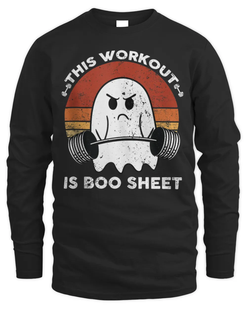 This Workout Is Boo Sheet Funny Halloween Boo Gym Ghost T-Shirt Men's Long Sleeved T-Shirt black s