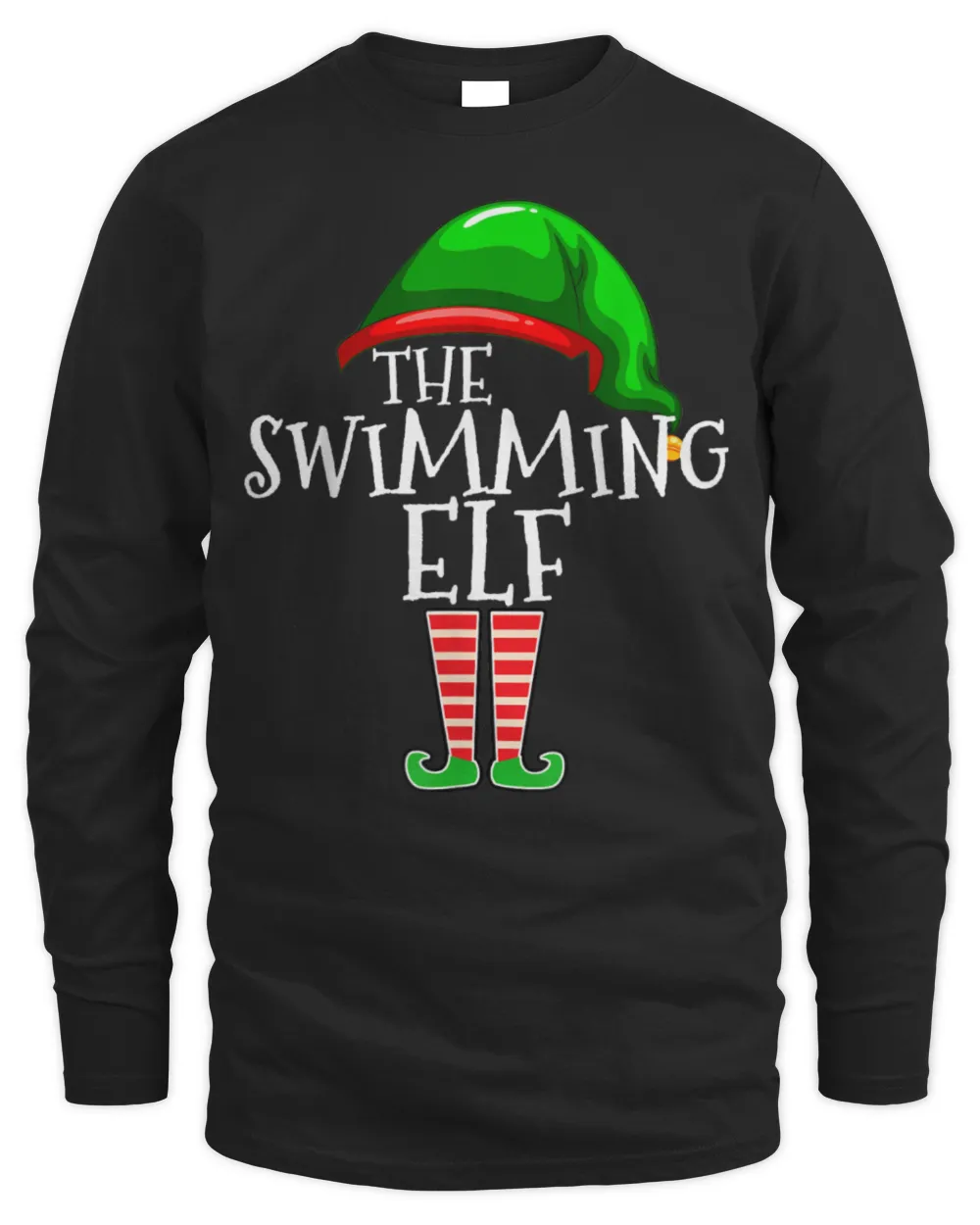 Swimming Elf Group Matching Family Christmas Gift Swimmer T-Shirt Men's Long Sleeved T-Shirt black s