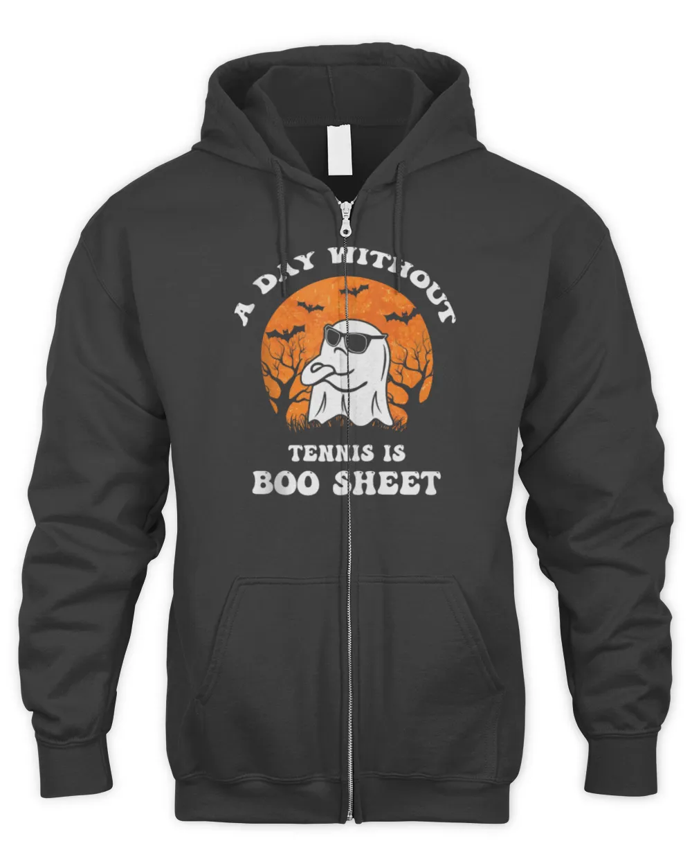 Funny Halloween A Day Without Tennis Is Boo Sheet II T-Shirt Men's Zip Hoodie black s
