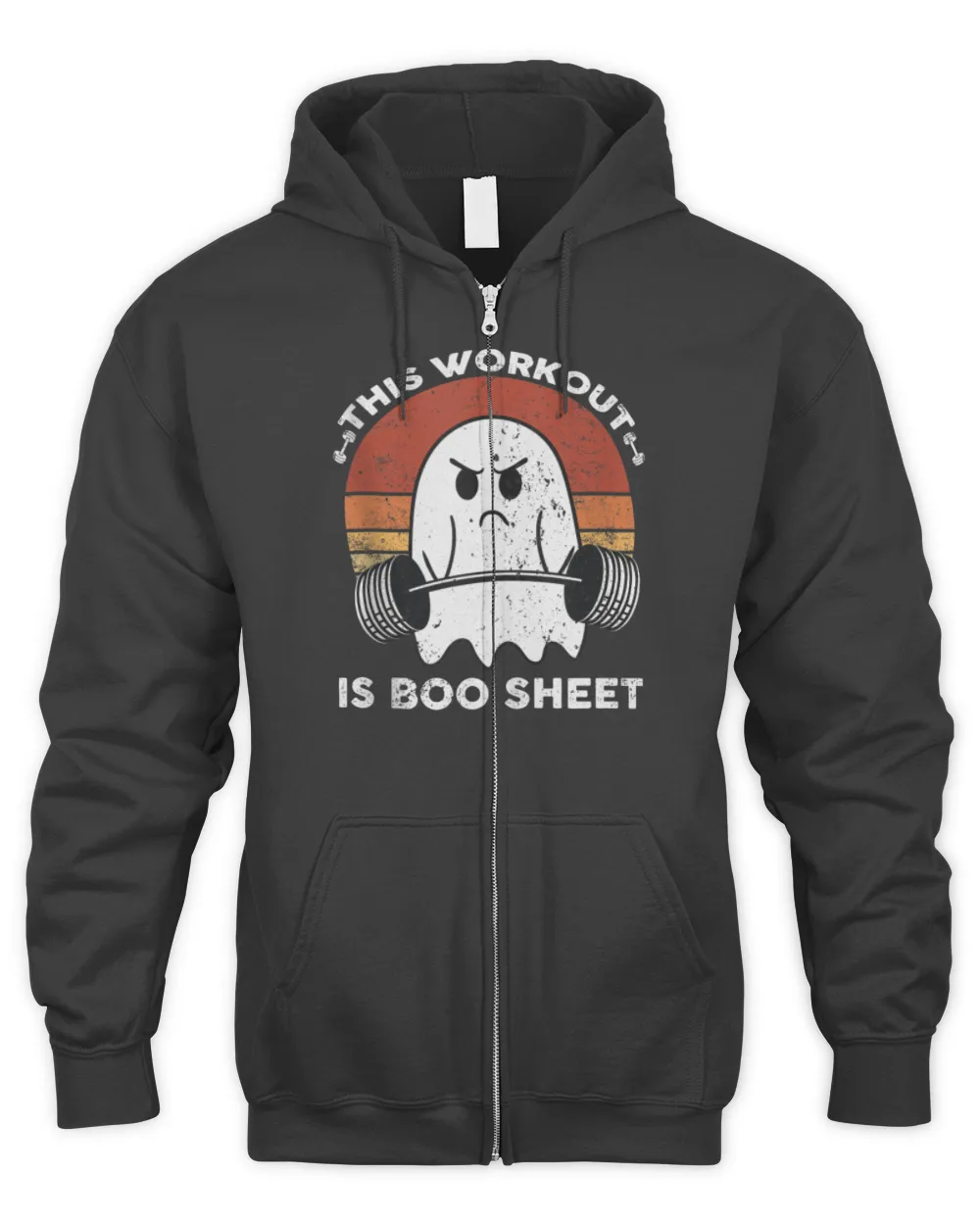 This Workout Is Boo Sheet Funny Halloween Boo Gym Ghost T-Shirt Men's Zip Hoodie black s