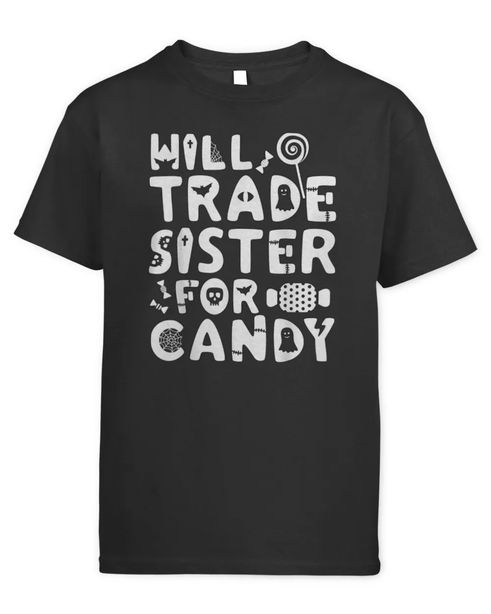 Will Trade Sister For Candy Funny Halloween Tee Kids Standard T-Shirt black xs