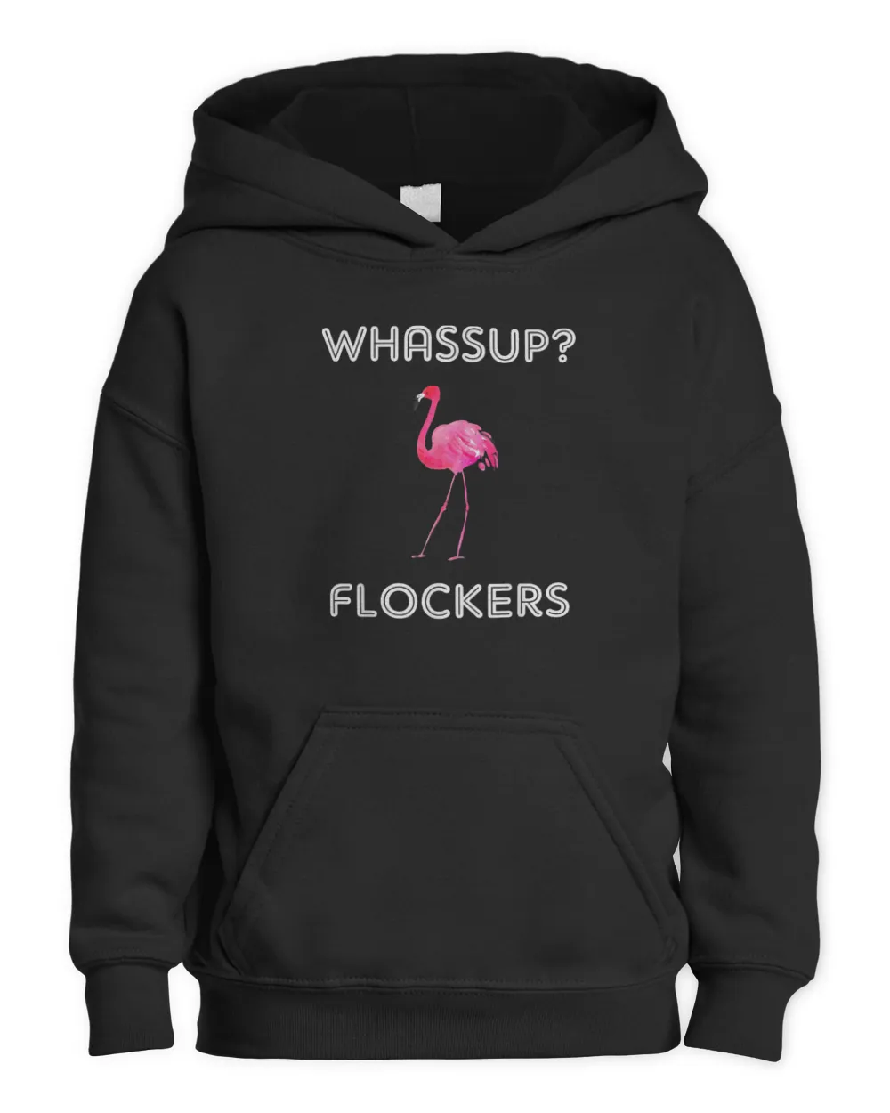 Whassup Flockers Funny Flamingo Shirt with Pink Flamingo T-Shirt Kids Pullover Hoodie black xs