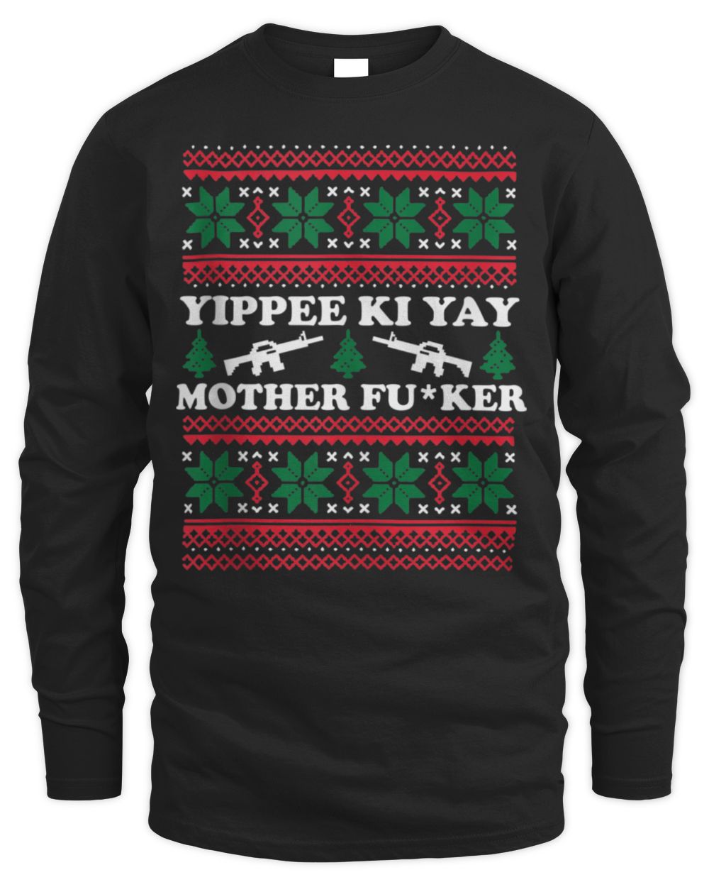 Yippee Yay Mother Fker funny Christmas Movie Design T-Shirt Men's Long Sleeved T-Shirt black s