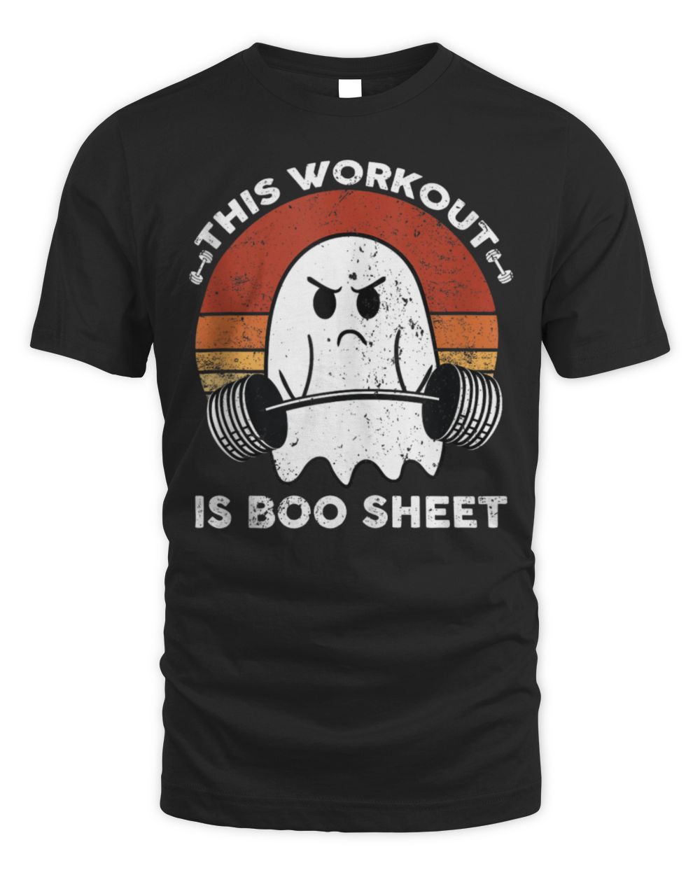 This Workout Is Boo Sheet Funny Halloween Boo Gym Ghost T-Shirt Unisex Standard T-Shirt black s