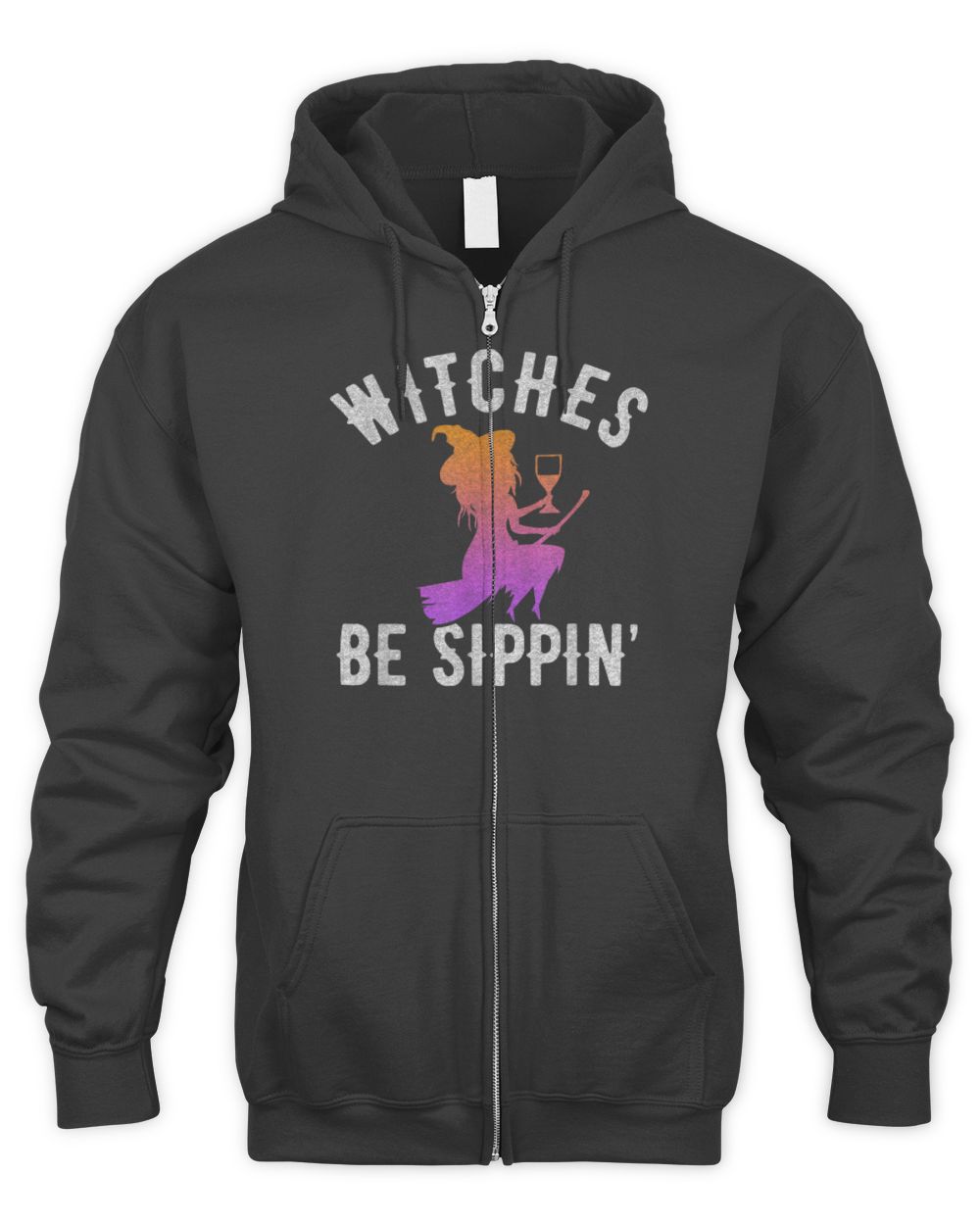 Witches Be Sippin Funny Witch Drinking Halloween Women T-Shirt Men's Zip Hoodie black s