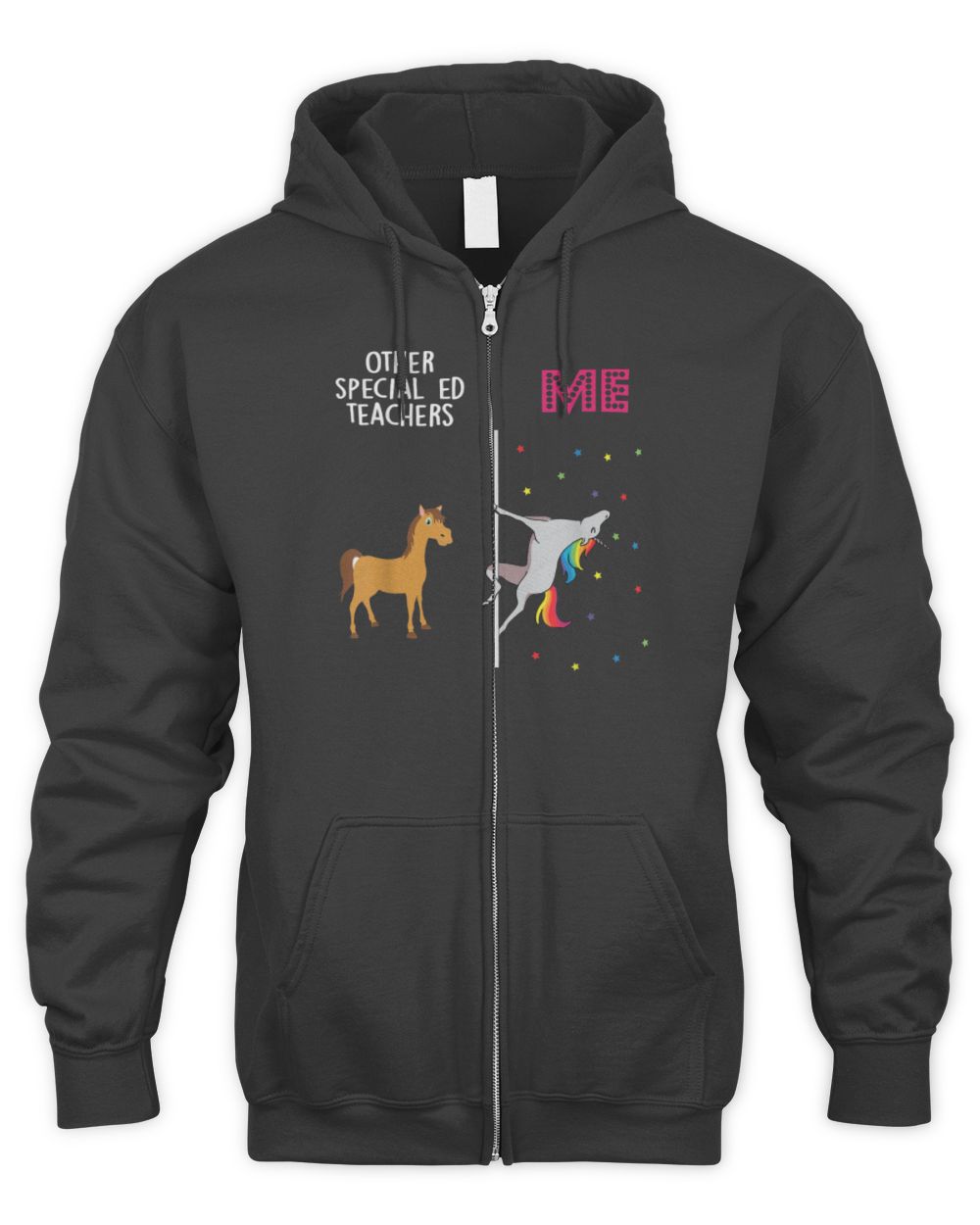 Special Ed Teacher Unicorn Others You T-Shirt Men's Zip Hoodie black s