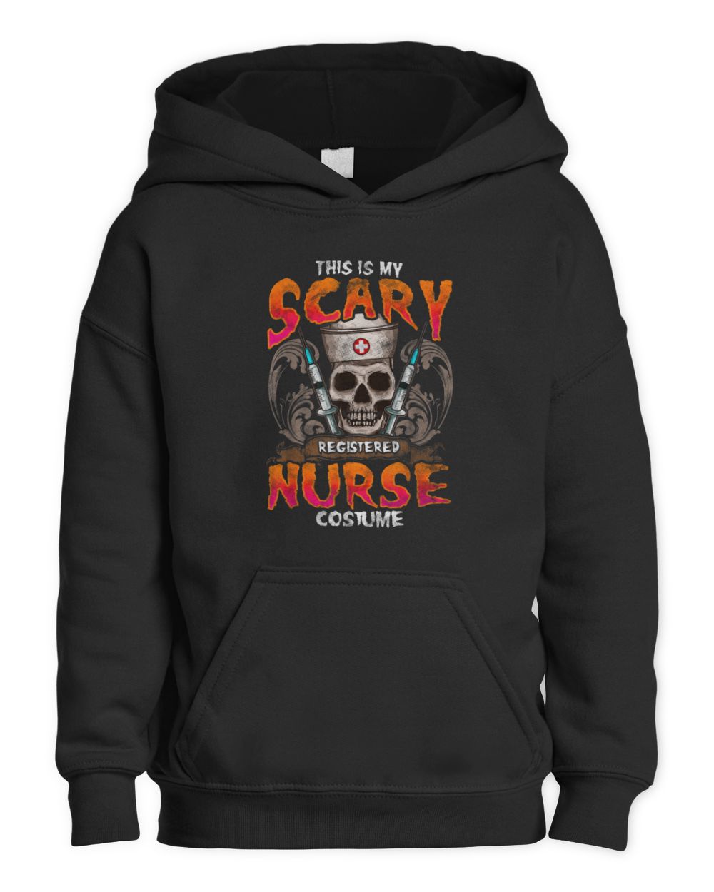 This Is My Scary Registered Nurse Costume Halloween T-Shirt Kids Pullover Hoodie black xs