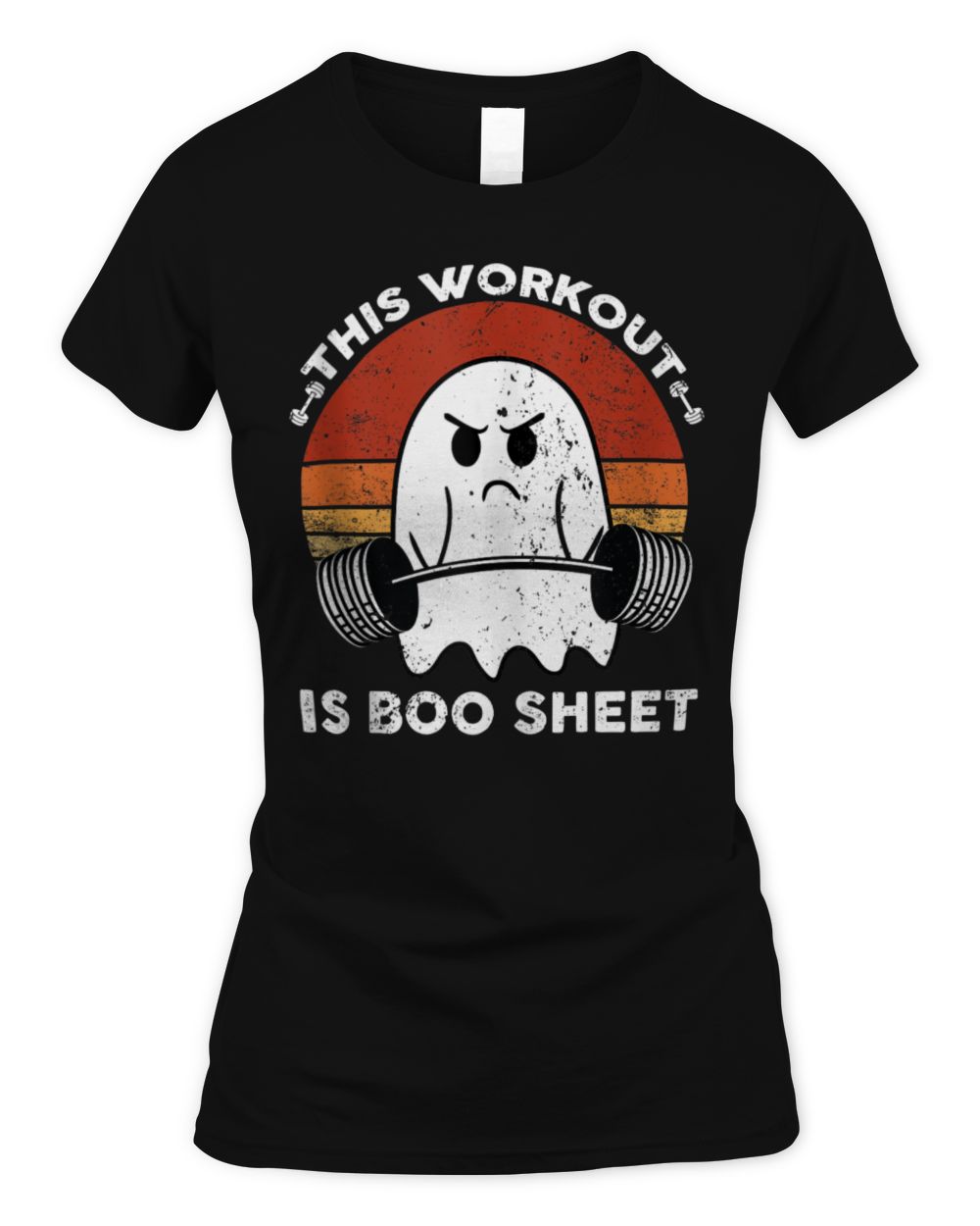This Workout Is Boo Sheet Funny Halloween Boo Gym Ghost T-Shirt Women's Standard T-Shirt black s