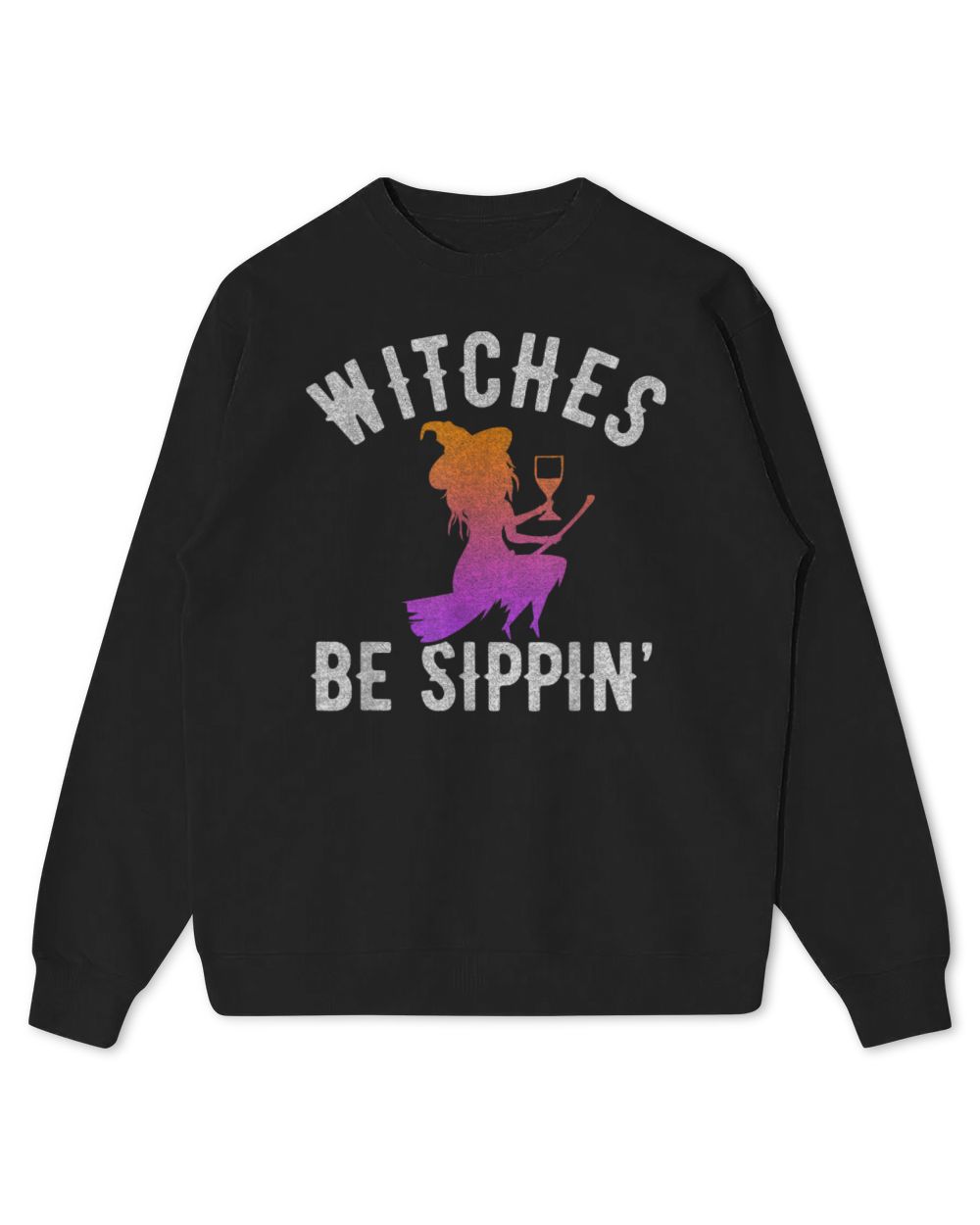 Witches Be Sippin Funny Witch Drinking Halloween Women T-Shirt Kids Standard Sweatshirt black xs