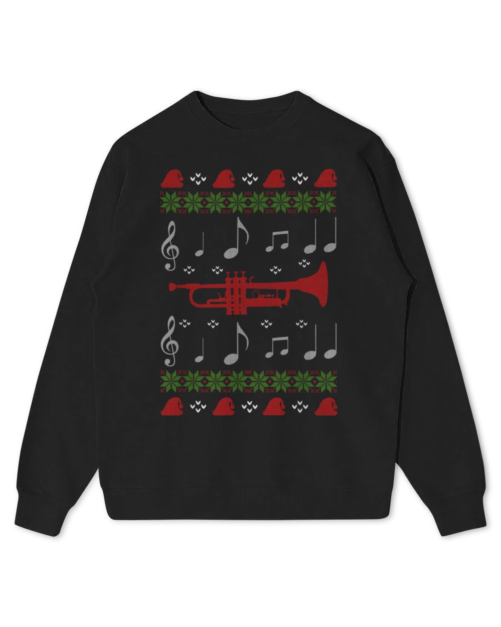 Ugly Christmas Style Gift Trumpet Player T-Shirt Kids Standard Sweatshirt black xs