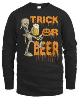 Trick or Beer Funny Halloween Themed T-Shirt Men's Long Sleeved T-Shirt black s