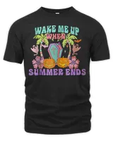 Wake Me Up When Summer Ends Halloween Groovy Summer Vibes T-Shirt Unisex Premium T-Shirt black s