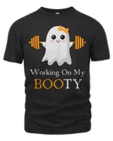 Working on My Boo Halloween Workout Weightlifting Ghost T-Shirt Unisex Premium T-Shirt black s