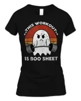 This Workout Is Boo Sheet Funny Halloween Boo Gym Ghost T-Shirt Women's Soft Style Fitted T-Shirt black s