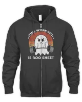 This Workout Is Boo Sheet Funny Halloween Boo Gym Ghost T-Shirt Men's Zip Hoodie black s