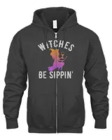 Witches Be Sippin Funny Witch Drinking Halloween Women T-Shirt Men's Zip Hoodie black s