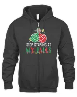 Stop Staring At My Balls Funny Dirty Christmas Adult Humor T-Shirt Men's Zip Hoodie black s