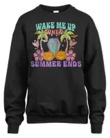 Wake Me Up When Summer Ends Halloween Groovy Summer Vibes T-Shirt Unisex Sweatshirt black s