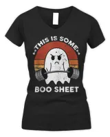 This is Some Boo Sheet Gym Fitness Workout Funny Halloween T-Shirt Women's V-Neck T-Shirt black s