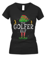 The Golfer Elf Group Matching Family Christmas Golf Funny T-Shirt Women's V-Neck T-Shirt black s
