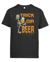 Trick or Beer Funny Halloween Themed T-Shirt Kids Standard T-Shirt black xs