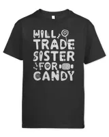 Will Trade Sister For Candy Funny Halloween Tee Kids Standard T-Shirt black xs