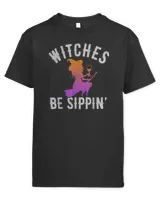 Witches Be Sippin Funny Witch Drinking Halloween Women T-Shirt Kids Standard T-Shirt black xs