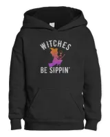 Witches Be Sippin Funny Witch Drinking Halloween Women T-Shirt Kids Pullover Hoodie black xs