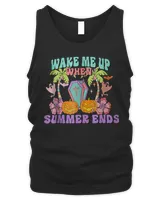 Wake Me Up When Summer Ends Halloween Groovy Summer Vibes T-Shirt Men's Tank Top black s
