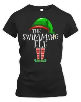Swimming Elf Group Matching Family Christmas Gift Swimmer T-Shirt Women's Premium Slim Fit Tee black s