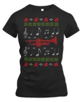 Ugly Christmas Style Gift Trumpet Player T-Shirt Women's Premium Slim Fit Tee black s