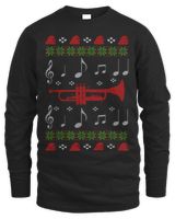 Ugly Christmas Style Gift Trumpet Player T-Shirt Men's Long Sleeved T-Shirt black s