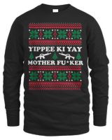 Yippee Yay Mother Fker funny Christmas Movie Design T-Shirt Men's Long Sleeved T-Shirt black s