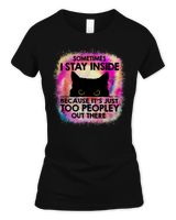 Sometimes I Stay Inside Because It's Too Peopley Black Cat T-Shirt Women's Soft Style Fitted T-Shirt black s
