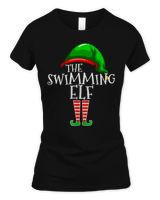 Swimming Elf Group Matching Family Christmas Gift Swimmer T-Shirt Women's Soft Style Fitted T-Shirt black s