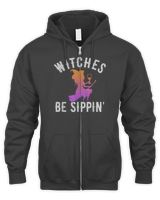 Witches Be Sippin Funny Witch Drinking Halloween Women T-Shirt Men's Zip Hoodie black s