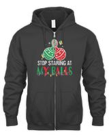Stop Staring At My Balls Funny Dirty Christmas Adult Humor T-Shirt Men's Zip Hoodie black s