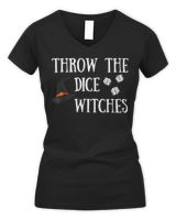 Throw the Dice Witches Bunco Night Halloween T-Shirt Women's V-Neck T-Shirt black s