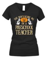 You Can't Don't Scare Me I'm A Preschool Teacher T-Shirt Women's V-Neck T-Shirt black s