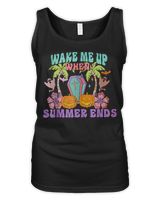 Wake Me Up When Summer Ends Halloween Groovy Summer Vibes T-Shirt Women's Tank Top black s